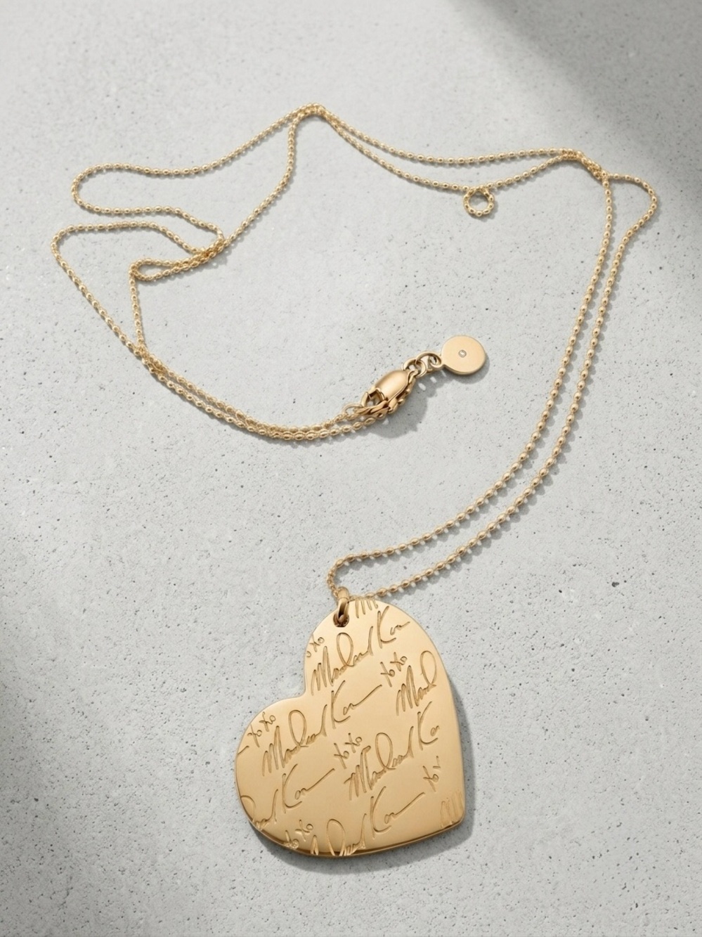 Nice! Michael Kors Gold Script Logo Heart Pendant Necklace